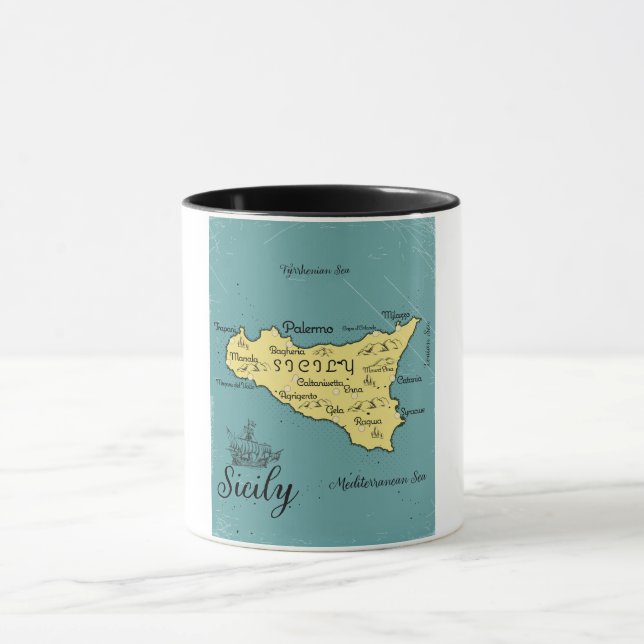 Sicily Vintage Nautical Map Mug (Center)
