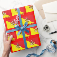 Sicily Wrapping Paper, Sicilian Flag patriot Red
