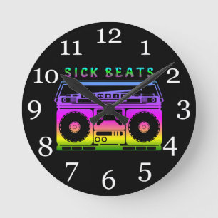 Sick Beats 80's Stereo Round Clock