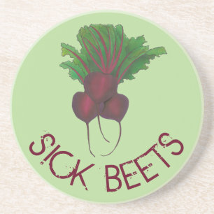 Sick Beets (Beats) Red Beet Vegetarian Funny Food Coaster