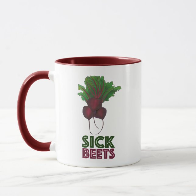Sick Beets (Beats) Red Beet Vegetarian Funny Music Mug (Left)