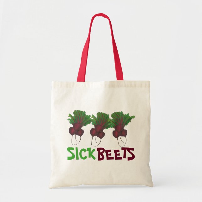 Sick Beets (Beats) Red Beet Vegetarian Vegan Food Tote Bag (Front)