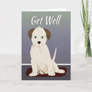 Sick Cream Coloured Puppy for Get Well Card