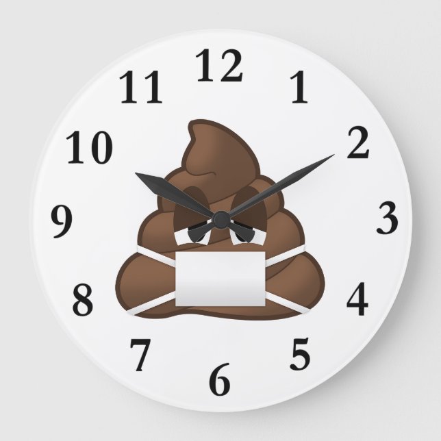 Sick Mask Poop Emoji Large Clock (Front)