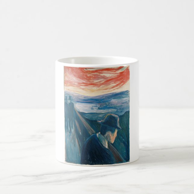 Sick Mood at Sunset, Despair (by Edvard Munch) Coffee Mug (Center)