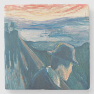 Sick Mood at Sunset, Despair (by Edvard Munch) Stone Coaster