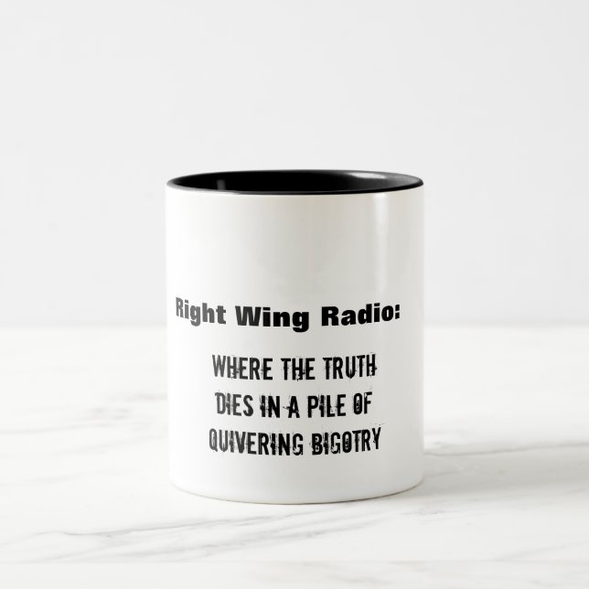 Sick of Right Wing radio? Two-Tone Coffee Mug (Center)