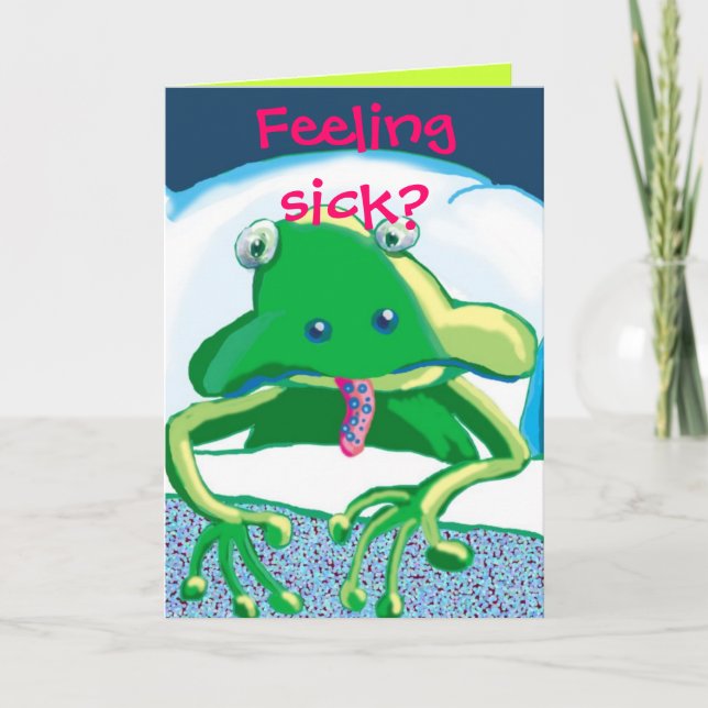 sick sad frog, Feeling sick? Card (Front)