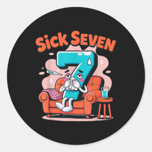 Sick Seven 67 Funny Wordplay Costume Math Joke Hum Classic Round Sticker