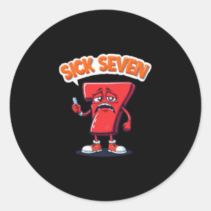 Sick Seven 67 Halloween Costume Fun Wordplay Classic Round Sticker