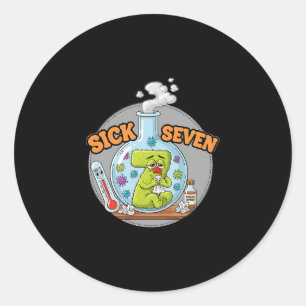Sick Seven Funny Meme 67 Six Seven Wordplay Humor  Classic Round Sticker