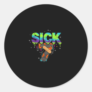 Sick Seven Meme Graffiti Drip Fun Wordplay  Classic Round Sticker