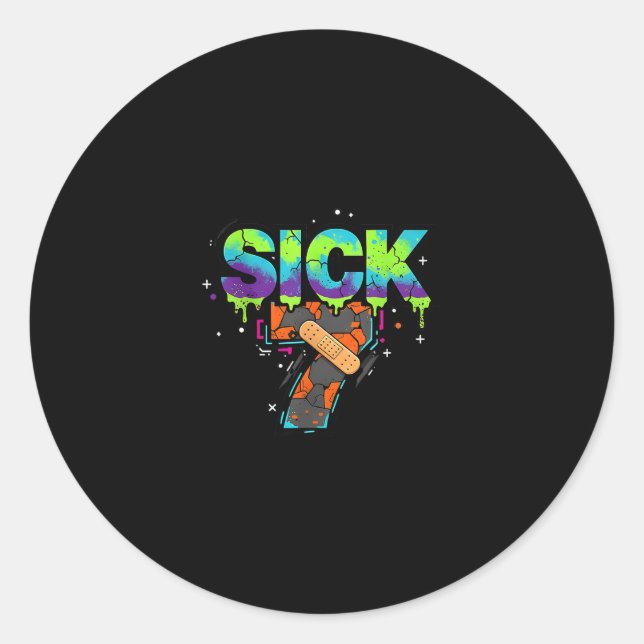 Sick Seven Meme Graffiti Drip Fun Wordplay  Classic Round Sticker (Front)