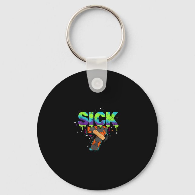 Sick Seven Meme Graffiti Drip Fun Wordplay  Key Ring (Front)