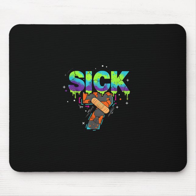Sick Seven Meme Graffiti Drip Fun Wordplay  Mouse Pad (Front)