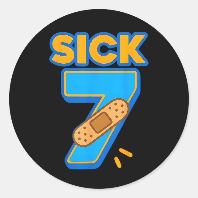 Sick Seven Meme Six Seven Sick 7 Funny Birthday By Classic Round Sticker (Front)