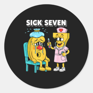 Sick Seven Meme Six Seven Sick 7 Funny Nurse Women Classic Round Sticker