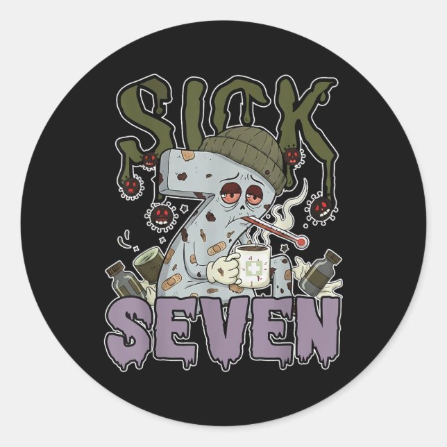 Sick Seven Meme Tee 67 Six Seven Funny Wordplay  Classic Round Sticker (Front)