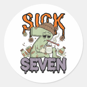 Sick Seven Meme Tee 67 Six Seven Funny Wordplay Ha Classic Round Sticker