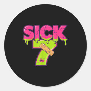 Sick Seven Meme Tee Six Seven Fun Wordplay Drip Classic Round Sticker