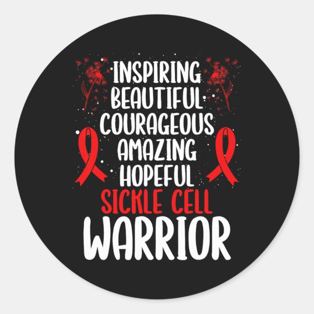 Sickel Cell Awareness Movement Fighter Inspiring W Classic Round Sticker (Front)