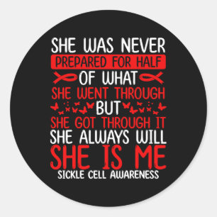 Sickel Cell Awareness Ribbon Women Warrior Fighter Classic Round Sticker