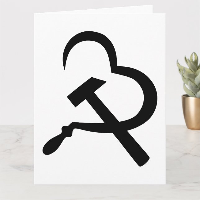 Sickle And Hammer, Heart, Love, Communism Card (Small Plant)