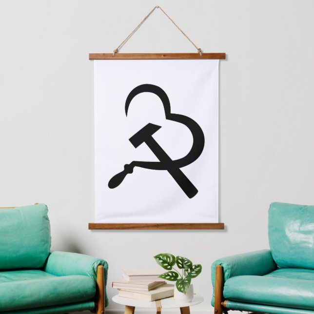 Sickle And Hammer, Heart, Love, Communism Hanging Tapestry (Living Room)
