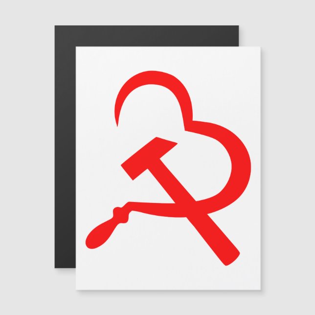 Sickle And Hammer, Heart, Love, Communism Magnetic Invitation (Front/Back)