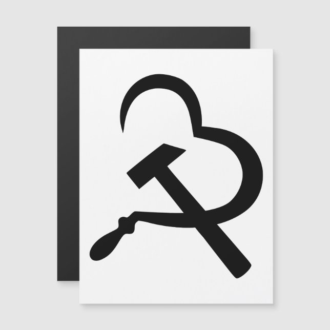 Sickle And Hammer, Heart, Love, Communism Magnetic Invitation (Front/Back)