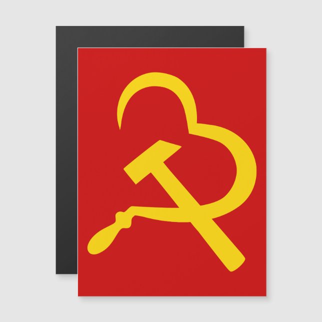Sickle And Hammer, Heart, Love, Communism Magnetic Invitation (Front/Back)