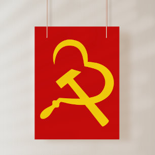 Sickle And Hammer, Heart, Love, Communism Photo Print