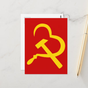 Sickle And Hammer, Heart, Love, Communism Postcard