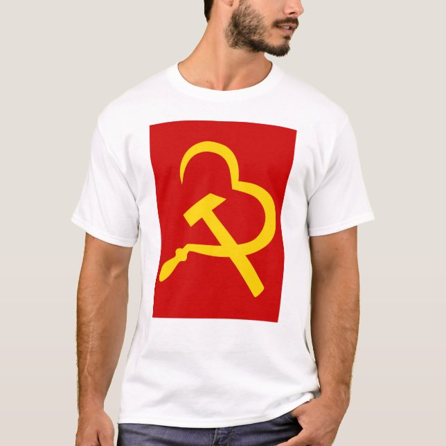 Sickle And Hammer, Heart, Love, Communism T-Shirt (Front)