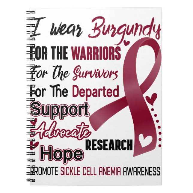 Sickle Cell Anaemia Awareness Month Ribbon Gifts Notebook (Front)
