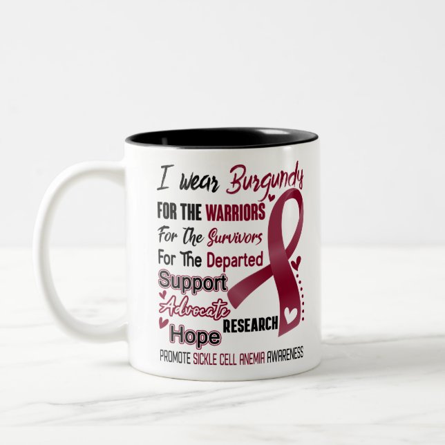 Sickle Cell Anaemia Awareness Month Ribbon Gifts Two-Tone Coffee Mug (Left)