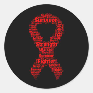Sickle Cell Anaemia Awareness Red Ribbon With Word Classic Round Sticker