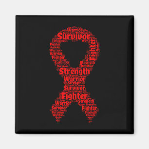 Sickle Cell Anaemia Awareness Red Ribbon With Word Magnet