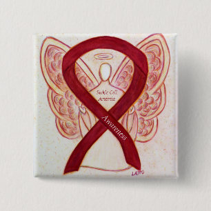 Sickle Cell Anaemia Awareness Ribbon Angel Button