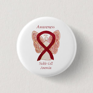 Sickle Cell Anaemia Awareness Ribbon Angel Buttons