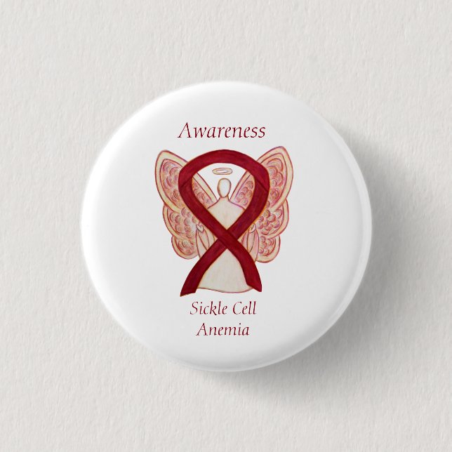 Sickle Cell Anaemia Awareness Ribbon Angel Buttons (Front)