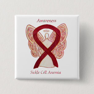 Sickle Cell Anaemia Awareness Ribbon Angel Buttons