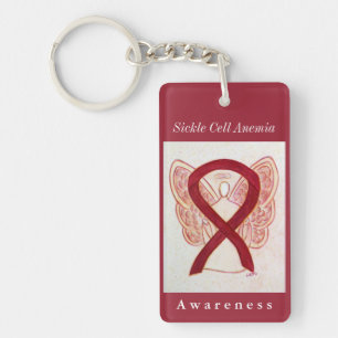 Sickle Cell Anaemia Awareness Ribbon Angel Keychai Key Ring
