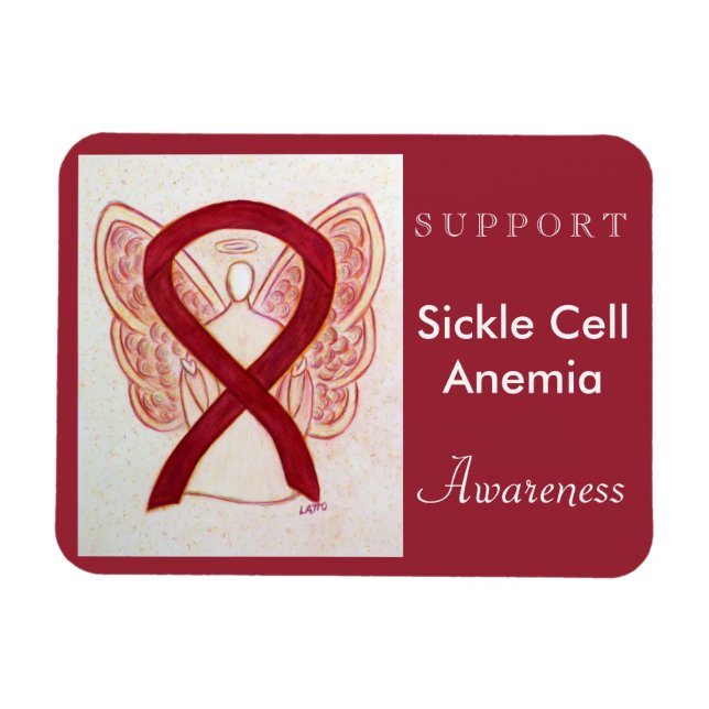 Sickle Cell Anaemia Awareness Ribbon Angel Magnet (Horizontal)