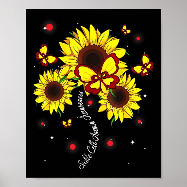 Sickle Cell Anaemia Awareness Sunflower Butterfly  Poster (Front)