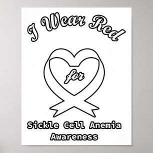 Sickle Cell Anaemia Awareness Support Red Ribbon  Poster