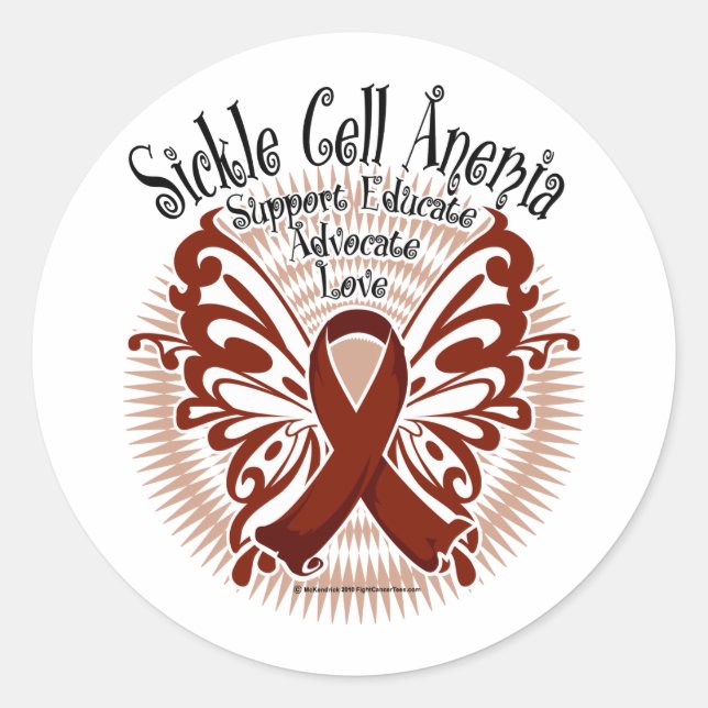 Sickle Cell Anaemia Butterfly 3 Classic Round Sticker (Front)