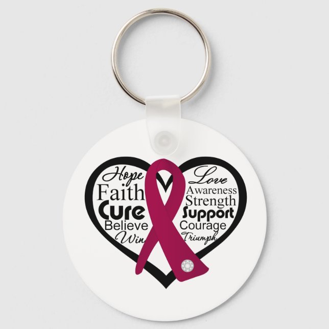 Sickle Cell Anaemia Heart Ribbon Collage Key Ring (Front)