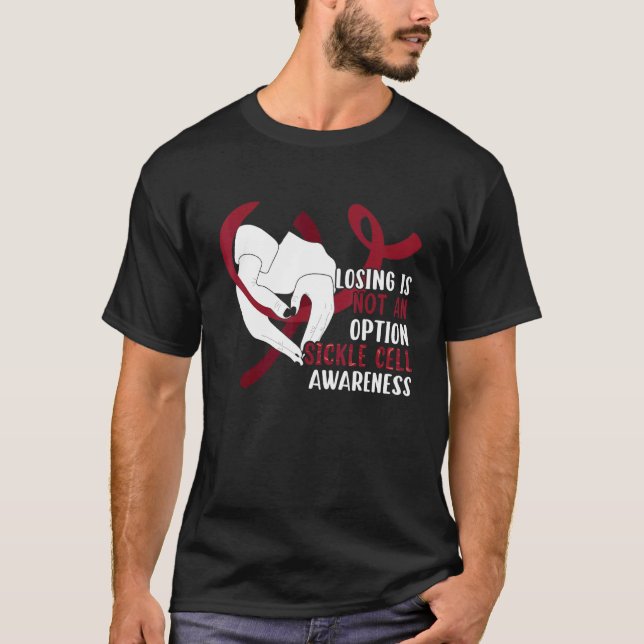 Sickle Cell Anemia Awareness   Burgundy Ribbon T-Shirt (Front)