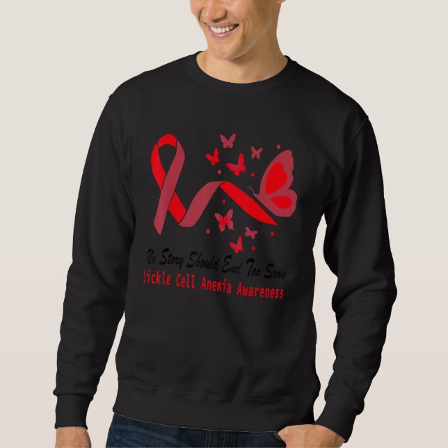 Sickle Cell Anemia Awareness Butterfly Support Red Sweatshirt (Front)